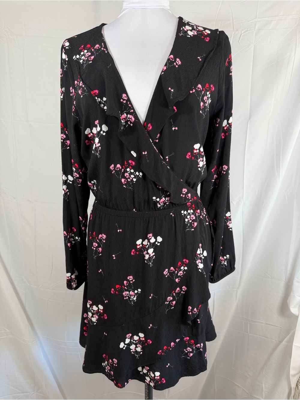 Express Wrap Dress with Pink & White Blossoms
